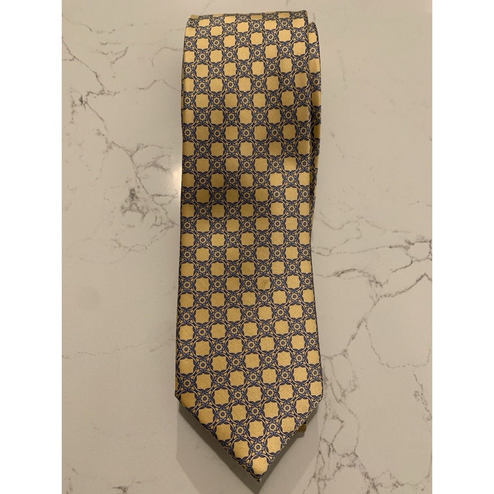 Saks Fifth Avenue Silk‎ Tie Yellow  Blue